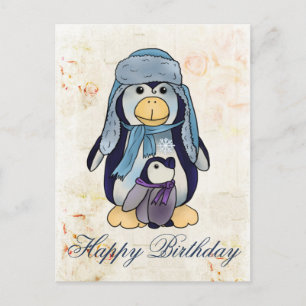 Postal Pinguin mit Kind