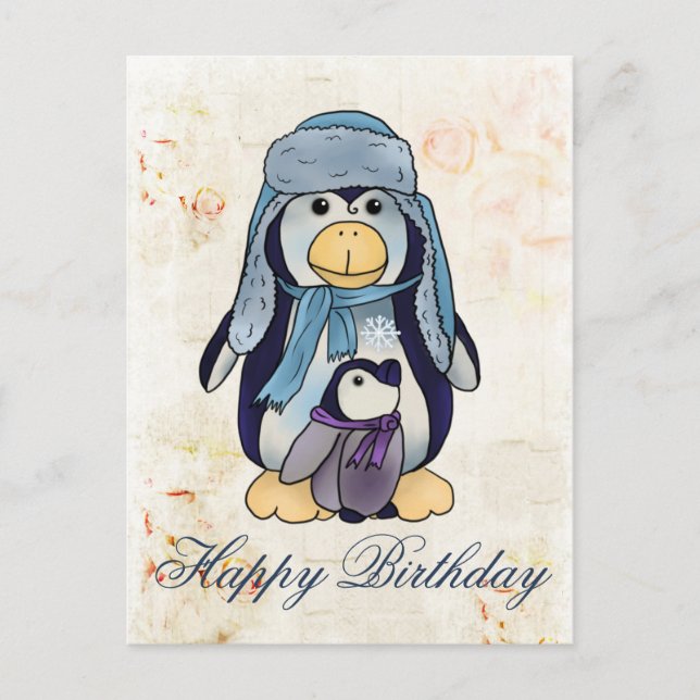 Postal Pinguin mit Kind (Anverso)
