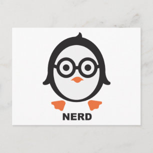 Postal Pinguin - nerd - pingüino
