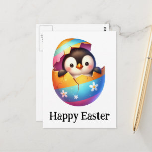 Postal Pingüino adorable gracioso lindo bebé de Pascua
