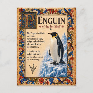 Postal Pingüino, Arte de Bestiario Medieval