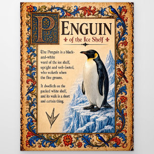 Postal Pingüino, Arte de Bestiario Medieval