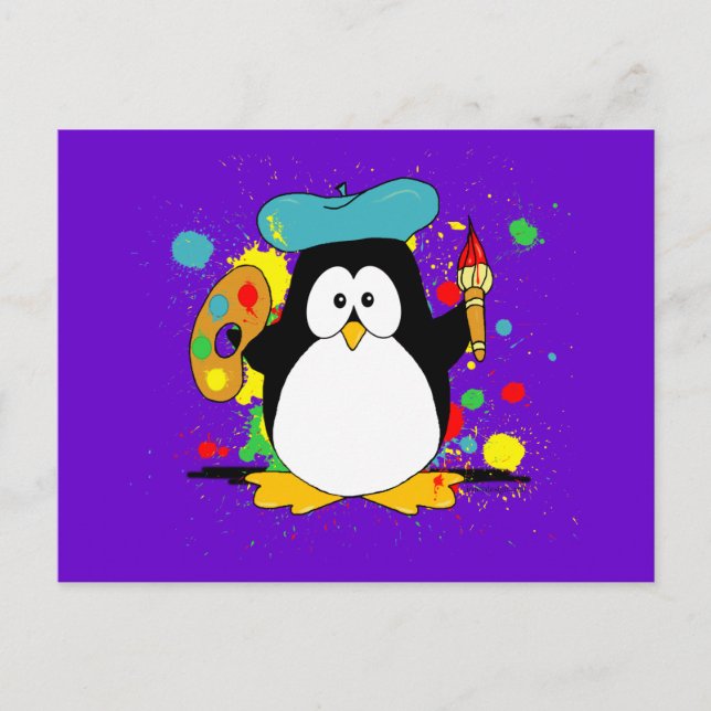 Postal Pingüino artístico (Anverso)