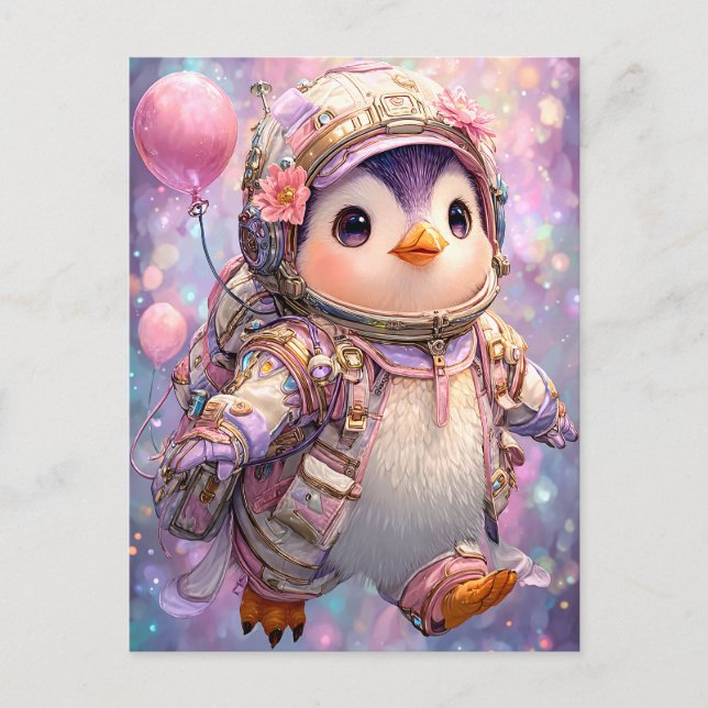 Postal Pingüino astronauta (Anverso)