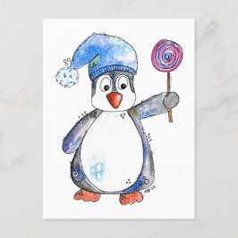 Postal Pingüino caprichoso y chiflado