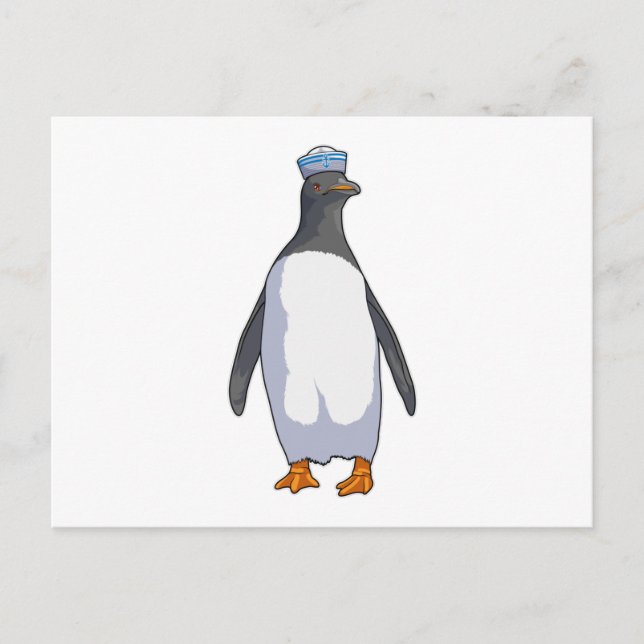 Postal Pingüino como Marinero con Sombrero (Anverso)