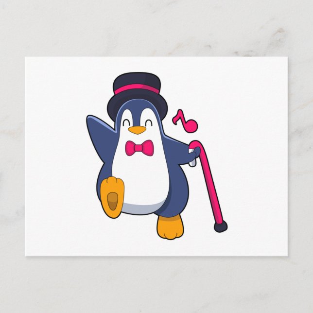 Postal Pingüino como novio con corbata (Anverso)