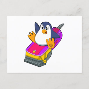 Postal Pingüino como peluquero con Razor