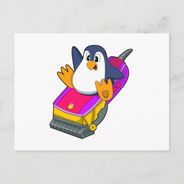 Postal Pingüino como peluquero con Razor (Anverso)