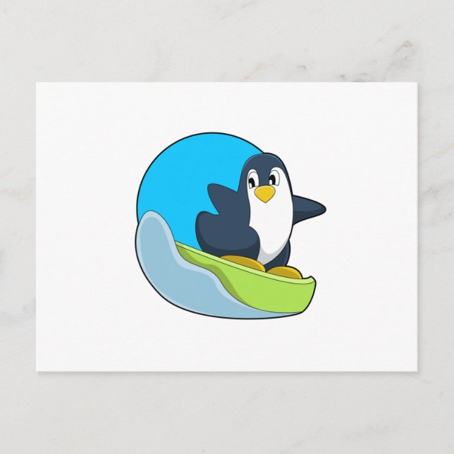Postal Pingüino como snowboarder con Sonowboard.PNG (Anverso)