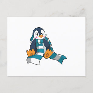 Postal Pingüino con bufanda
