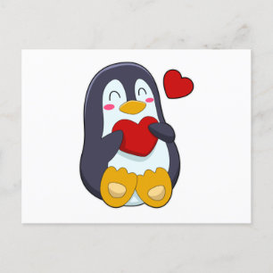 Postal Pingüino con corazón