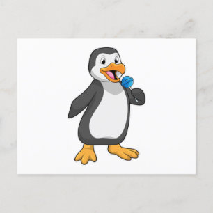 Postal Pingüino con dulces de Lollipop