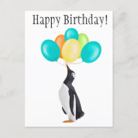 Pingüino Con Globos Coloridos - ¡Feliz cumpleaños!