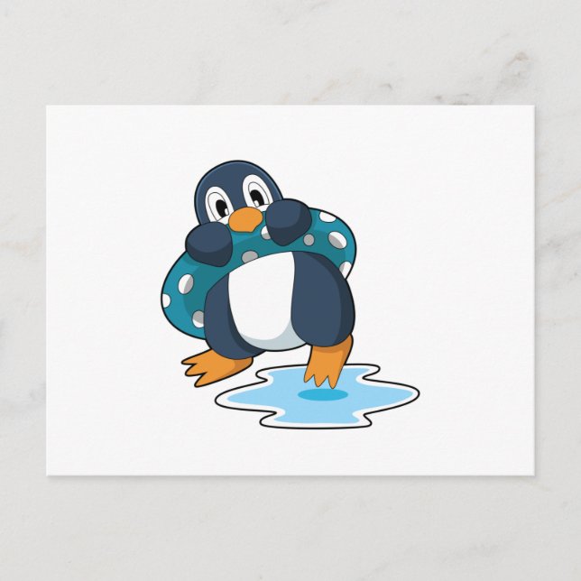 Postal Pingüino con salvavidas (Anverso)