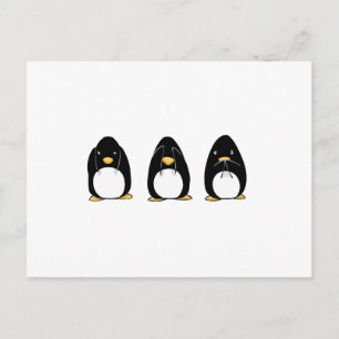 Postal Pingüino Cuerdo Ver Hablar No Oír Malvado