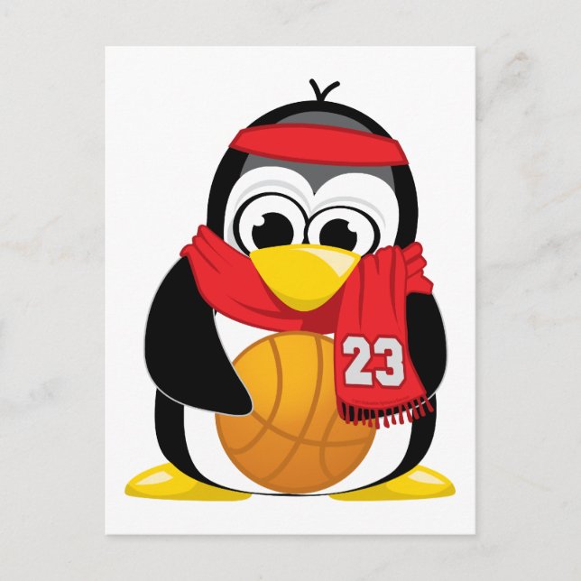 Postal Pingüino de baloncesto (Anverso)