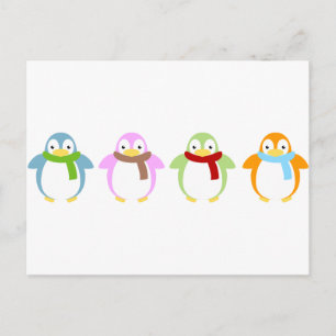 Postal Pingüino de color