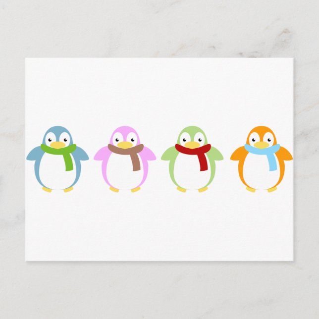 Postal Pingüino de color (Anverso)