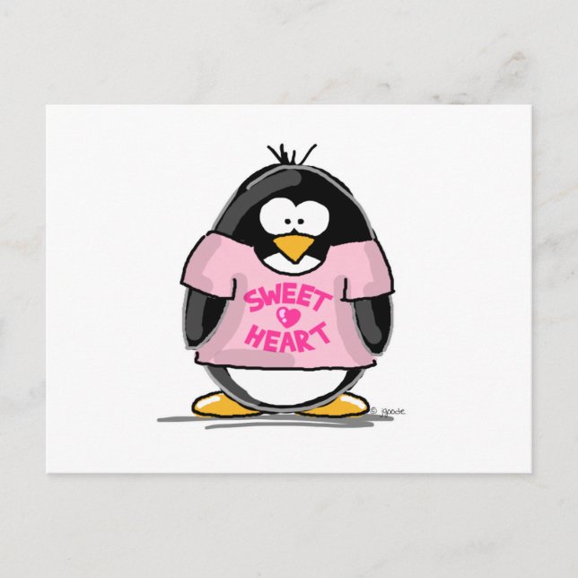 Postal Pingüino de corazón dulce (Anverso)