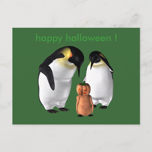 Postal Pingüino de Halloween (Anverso)