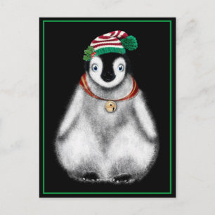 Postal Pingüino de Navidad lindo festivo