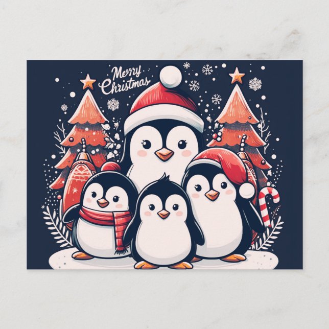 Postal Pingüino de navidades por Rp (Anverso)