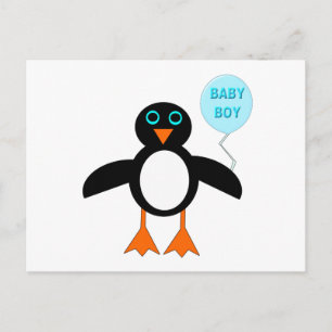 Postal pingüino de niño azul lindo