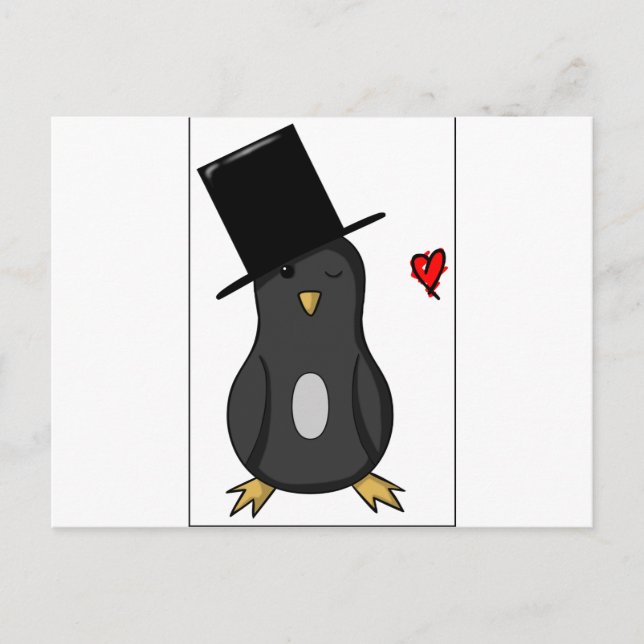 Postal Pingüino de sombrero superior (Anverso)