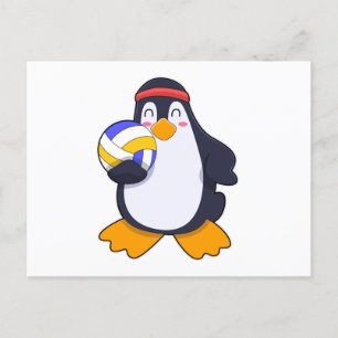 Postal Pingüino en deportes de voleibol