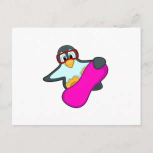 Postal Pingüino en Gafas de deportes de snowboard y esquí