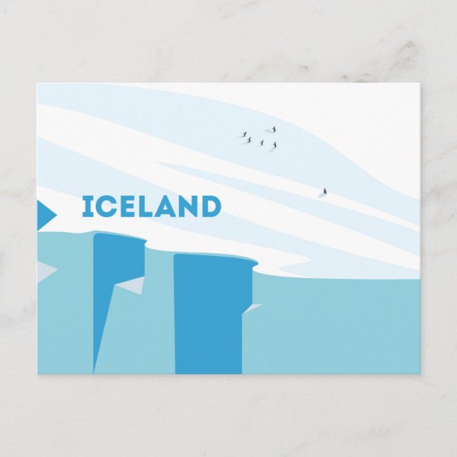 Postal Pingüino en Islandia Design (Anverso)