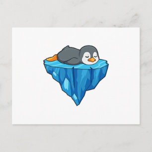 Postal Pingüino en témpano de hielo