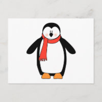 Pingüino envuelto en bufanda roja