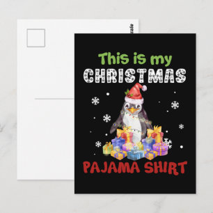 Postal Pingüino Esta Es Mi Camiseta De Navidad De Pijama