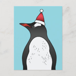 Postal Pingüino Gentoo Adorable con Sombrero de Santa en