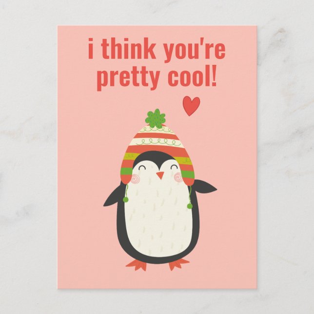 Postal Pingüino Guay - San Valentín de clase lindo (Anverso)