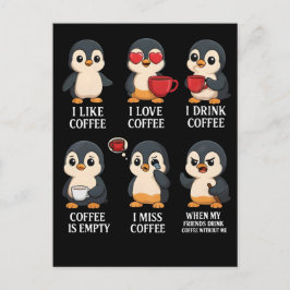 Postal Pingüino Lindo Amante del Café Emociones para Cada
