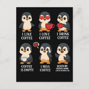 Postal Pingüino Lindo Amante del Café Emociones para Cada