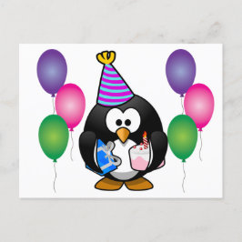 Postal Pingüino lindo con globo