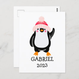 Postal Pingüino Navidades burdos y personalizados en Gorr