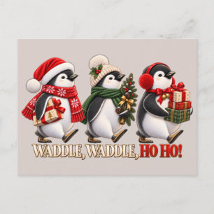 Postal Pinguino Navideño Adorable Bambolea Ja Ja