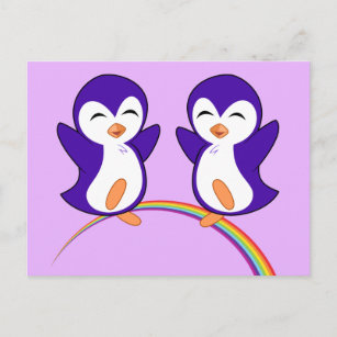 Postal Pingüino púrpura de bonito
