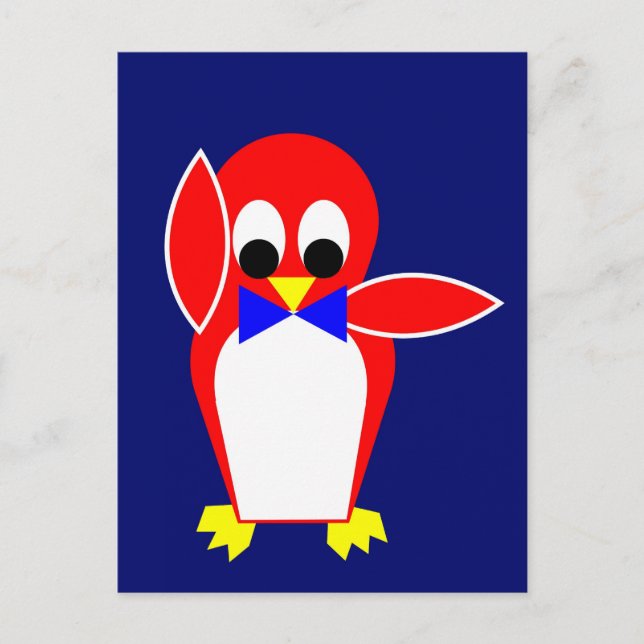 Postal Pingüino - Rojo (Anverso)