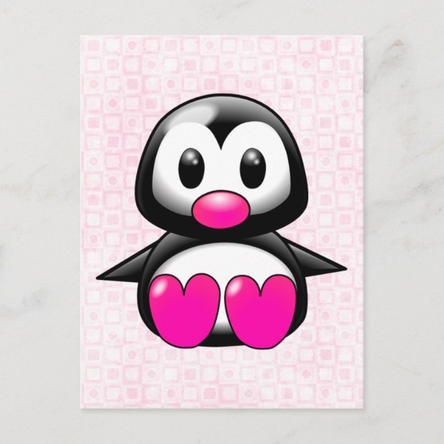 Postal Pingüino rosado (Anverso)