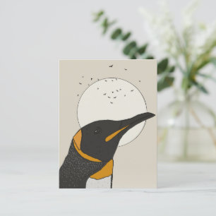 Postal Pingüino Solitario Bajo la Luna