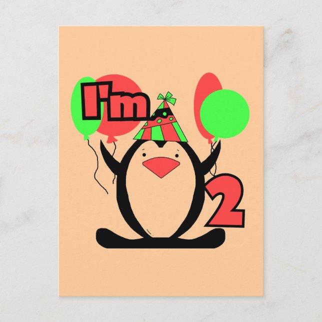 Postal Pingüino Soy Dos camisetas y Regalos (Anverso)