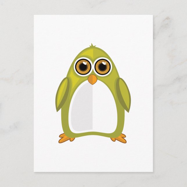Postal Pingüino verde amarillo (Anverso)