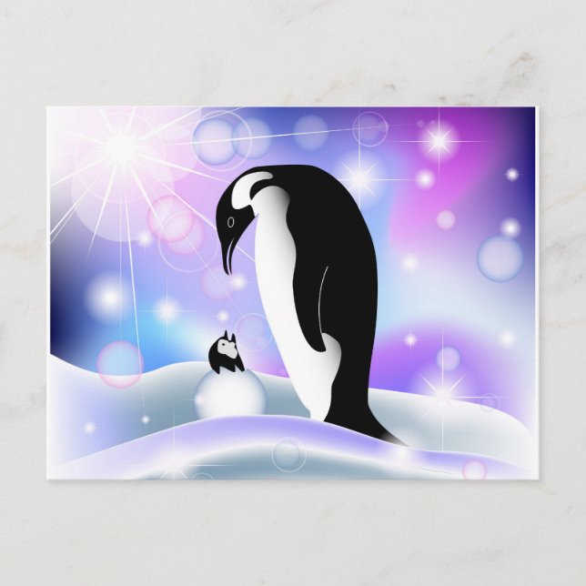 Postal pingüino y notecard para deseos (Anverso)
