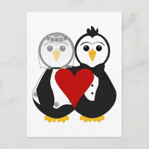 Postal Pingüinos Casados Enamorados